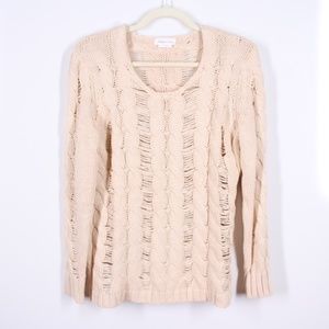 Lovers + Friends Cable Knit Distressed Sweater S